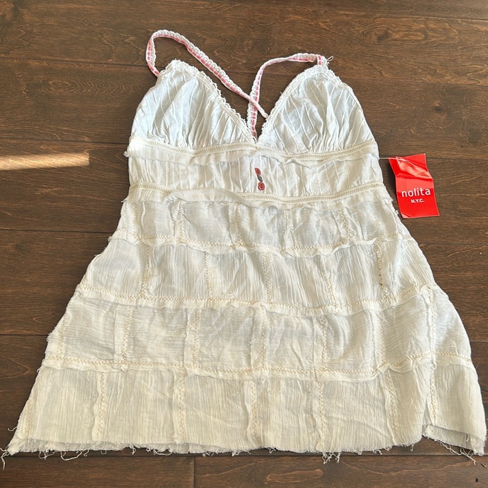 Nolita Women’s Tank Top Sz M Frayed Edges Lace Straps New Cotton Boho ST3125